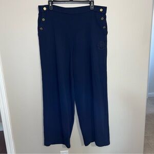 Tommy Hilfiger Navy Wide Leg High Rise Sailor Pull On Sweat Pants size XL
